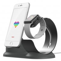 Stație de încărcare, din aluminiu, pentru Apple Watch și iPhone - gri