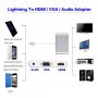 Adaptor 8pin Lightning male la HDMI / VGA / audio female pentru iPhone / iPad - argint