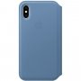 Husă flip Apple Folio, din piele, pentru iPhone XS - albastru cornflower