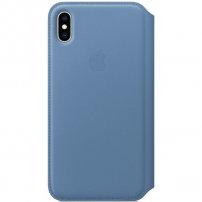Husă flip Apple Folio, din piele, pentru iPhone XS Max - albastru cornflower