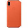 Husă flip Apple Folio, din piele, pentru iPhone XS Max - portocaliu închis