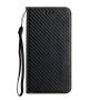 Husă tip carte cu model de fibră de carbon pentru iPhone 16 Pro Max - negru
