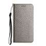 Husă tip carte cu model de fibră de carbon pentru iPhone 17 Pro Max / 18 Pro Max - gri