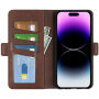 Husă tip carte din piele PU pentru iPhone 15 Pro Max - maro