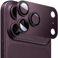 ENKAY Folie de sticlă securizată cu ramă metalică pentru protecția lentilelor camerei foto pentru iPhone 18 Pro Max - vișiniu