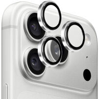 Rurihai Folie de sticlă securizată cu ramă metalică pentru protecția lentilelor camerei din spate pentru iPhone 18 Pro / 18 Pro Max - argintiu