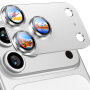 Rurihai Folie de sticlă securizată cu ramă metalică pentru protecția lentilelor camerei pentru iPhone 18 Pro Max - argintiu