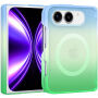Husă transparentă cu gradient de culoare și MagSafe pentru iPhone Duo - albastru-verde