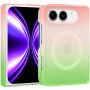 Husă transparentă cu gradient de culoare și MagSafe pentru iPhone Duo - roz-verde