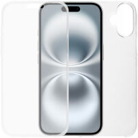 Husă tip carte din două piese pentru față și spate pentru iPhone 16 - transparentă