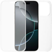 Husă tip carte din două piese pentru partea din față și din spate pentru iPhone 16 Pro Max - transparentă