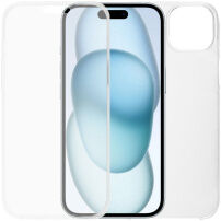 Husă tip carte din două piese pentru față și spate pentru iPhone 15 Plus - transparent