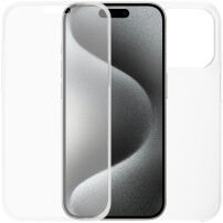 Husă tip carte din două piese pentru față și spate pentru iPhone 15 Pro - transparentă