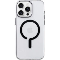 Husă transparentă din plastic dur cu MagSafe negru pentru iPhone 15 Pro Max - transparent
