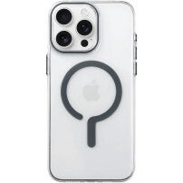 Husă transparentă din plastic dur cu MagSafe gri pentru iPhone 15 Pro Max - clar