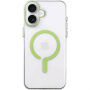 Husă transparentă din plastic dur cu MagSafe verde pentru iPhone 16 - clar