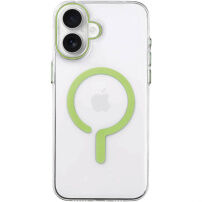 Husă transparentă din plastic dur cu MagSafe verde pentru iPhone 16 - clar