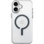 Husă transparentă din plastic dur cu MagSafe gri pentru iPhone 16 - transparent