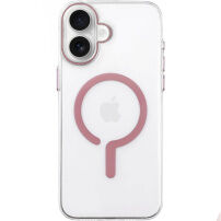 Husă transparentă din plastic dur cu MagSafe roz pentru iPhone 16 Plus - transparent