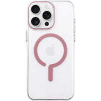 Husă transparentă din plastic dur cu MagSafe roz pentru iPhone 16 Pro - transparent