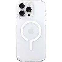 Husă transparentă din plastic dur cu MagSafe alb pentru iPhone 16 Pro Max - transparent