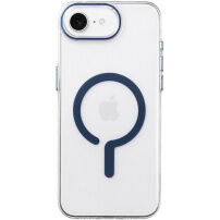 Husă transparentă din plastic dur cu MagSafe albastru pentru iPhone 16e / 17e - transparent