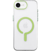 Husă transparentă din plastic dur cu MagSafe verde pentru iPhone 16e / 17e - transparent