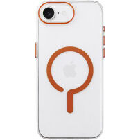 Husă transparentă din plastic dur cu MagSafe portocaliu pentru iPhone 16e / 17e - transparent