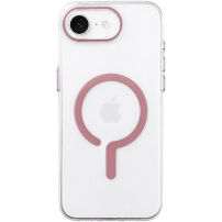 Husă transparentă din plastic dur cu MagSafe roz pentru iPhone 16e / 17e - transparent