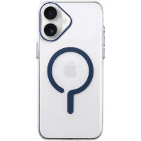 Husă transparentă din plastic dur cu MagSafe albastru pentru iPhone 17 - clar