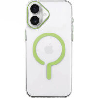 Husă transparentă din plastic dur cu MagSafe verde pentru iPhone 17 - transparent