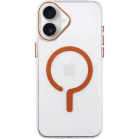 Husă transparentă din plastic dur cu MagSafe portocaliu pentru iPhone 17 - clar