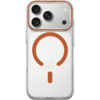 Husă transparentă din plastic dur cu MagSafe portocaliu pentru iPhone 17 Pro / 18 Pro - clar