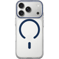 Husă transparentă din plastic dur cu MagSafe albastru pentru iPhone 17 Pro Max / 18 Pro Max - transparent