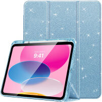 Husă tip carte sclipitoare cu spațiu pentru Apple Pencil pentru iPad 10,9" (2022) / 11" (2025) - albastru