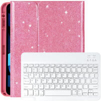 Husă tip carte sclipitoare cu tastatură și spațiu pentru Apple Pencil pentru iPad Air 4 (2020) / Air 5 (2022) / Air 11" (2024-2026) - roz