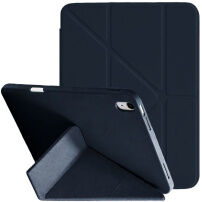 Husă tip carte XDcase Y-fold cu Suport origami și spațiu pentru Apple Pencil pentru iPad Air 4 (2020) / Air 5 (2022) / Air 11" (2024-2026) - albastru închis