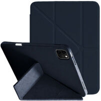 Husă tip carte XDcase Y-fold cu Suport origami și spațiu pentru Apple Pencil pentru iPad Pro 12,9" (2018-2022) - albastru închis