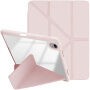 Husă tip carte XDcase cu suport origami și spațiu pentru Apple Pencil pentru iPad Air 13" (2024-2026) / Pro 12,9" (2018-2022) - roz