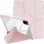 Husă tip carte XDcase cu suport origami și spațiu pentru Apple Pencil pentru iPad Air 13" (2024-2026) / Pro 12,9" (2018-2022) - roz