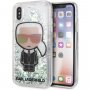 Carcasă Karl Lagerfeld Iridescente, cu paiete, pentru iPhone X / XS - transparent