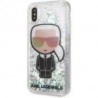 Carcasă Karl Lagerfeld Iridescente, cu paiete, pentru iPhone X / XS - transparent