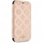 Husă flip Guess Debossed Peony, pentru iPhone XR - bej