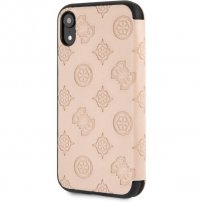 Husă flip Guess Debossed Peony, pentru iPhone XR - bej