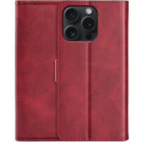 Husă tip carte din piele PU pentru iPhone 15 Pro Max - roșu