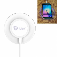 Încărcător / suport de încărcare wireless Qi, cu iluminat LED, pentru Apple iPhone - alb
