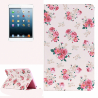 Husă cu suport şi port-act, pentru iPad mini / mini 2 / mini 3 - flori de trandafir