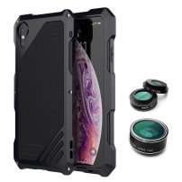 Carcasă extra-rezistentă Viking, cu 3 obiective interschimbabile, pentru iPhone X / XS - negru