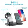 Încărcător wireless de birou, 3 în 1, pentru iPhone / Apple Watch / AirPods - negru