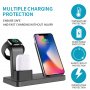Încărcător wireless de birou, 3 în 1, pentru iPhone / Apple Watch / AirPods - negru